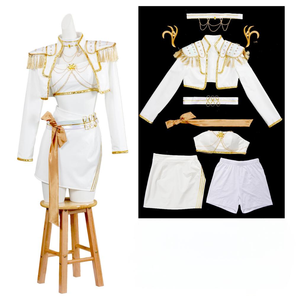 White K-Pop Idol Costume for Women – Stage Performance Cosplay Outfit
