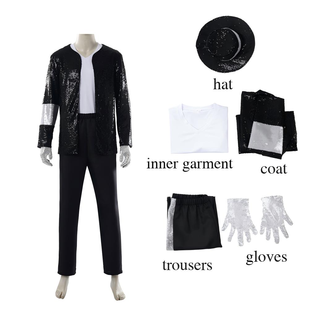 Kids Michael Jackson Cosplay Costume – MJ Stage Performance Outfit for Halloween and Dance Shows